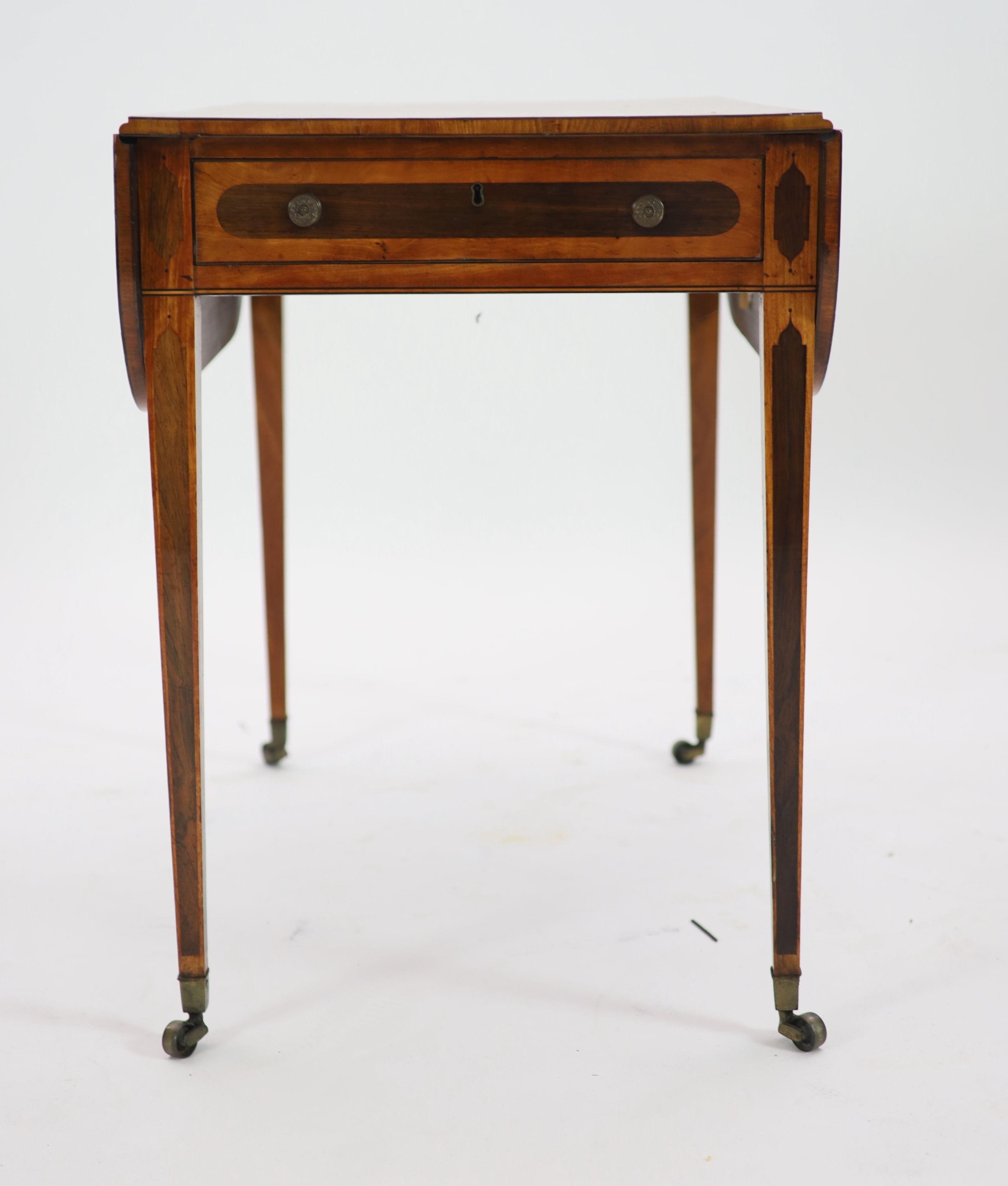 A George III harewood and kingwood Pembroke table, W.52cm L.76cm H.71cm
